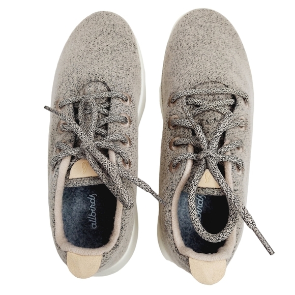 Allbirds Men\'s Merino Wool Sneakers Pink Gray Marled Wool Runners Size 8 M EUC